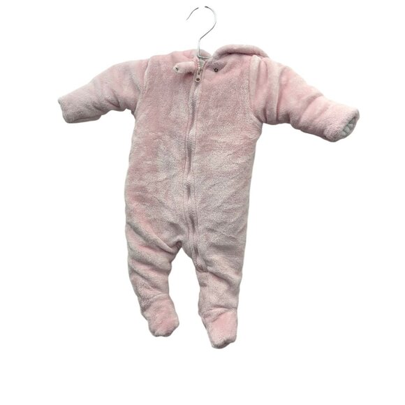 Wonder Nation Pink Frost Fleece Teddy Bear Infant Baby Winter Onesie 3-6 Months - Picture 1 of 4